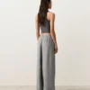 Pantalones de pierna ancha a rayas 100 % lino