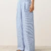Pantalones de pierna ancha a rayas de mezcla de algodón Pantalones de pierna ancha a rayas de mezcla de algodón