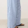 Pantalones de pierna ancha a rayas de mezcla de algodón Pantalones de pierna ancha a rayas de mezcla de algodón
