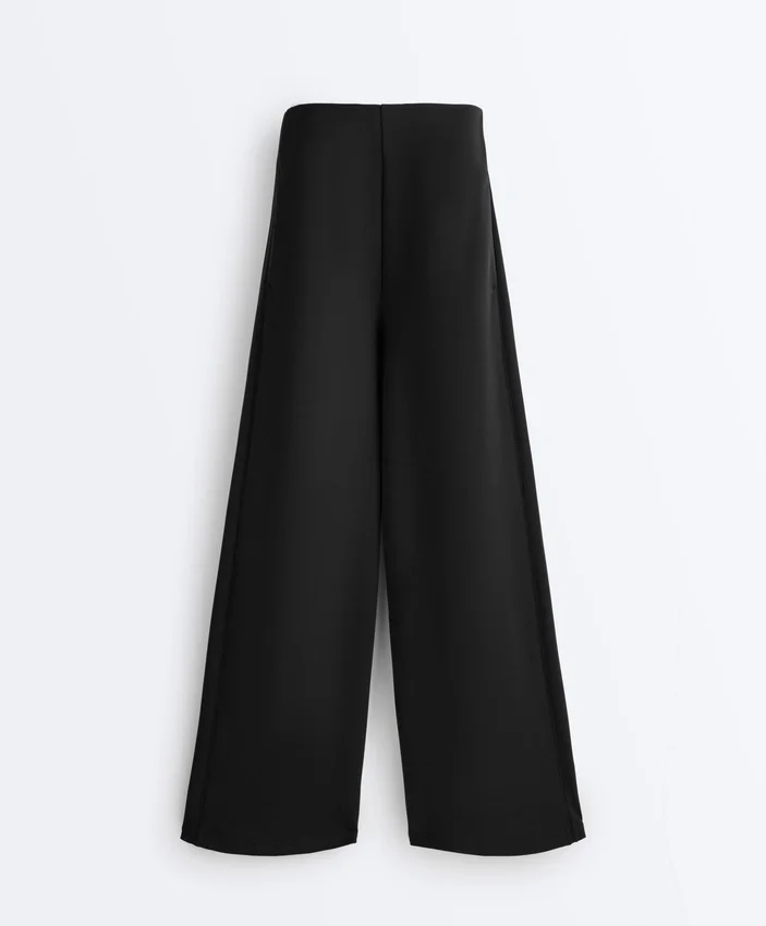 Pantalones de pierna ancha con modal Soft Touch y dobladillo calado Pantalones de pierna ancha con modal Soft Touch y dobladillo calado
