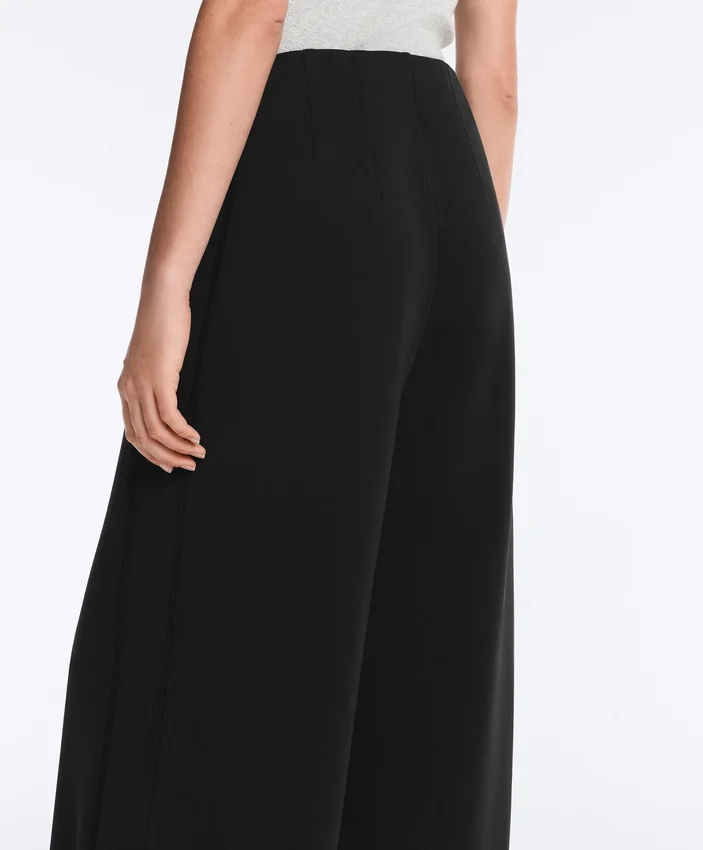 Pantalones de pierna ancha con modal Soft Touch y dobladillo calado Pantalones de pierna ancha con modal Soft Touch y dobladillo calado