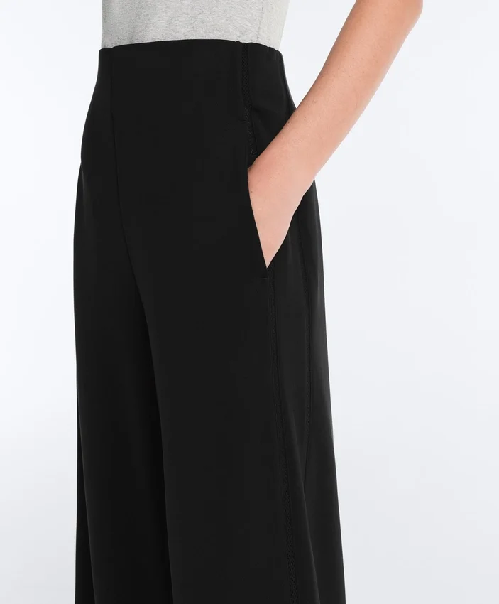 Pantalones de pierna ancha con modal Soft Touch y dobladillo calado Pantalones de pierna ancha con modal Soft Touch y dobladillo calado