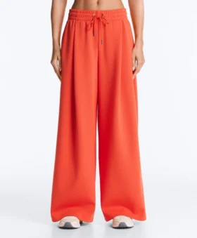 Pantalones de pierna ancha de algodón piqué con pliegues