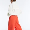 Pantalones de pierna ancha de algodón piqué con pliegues