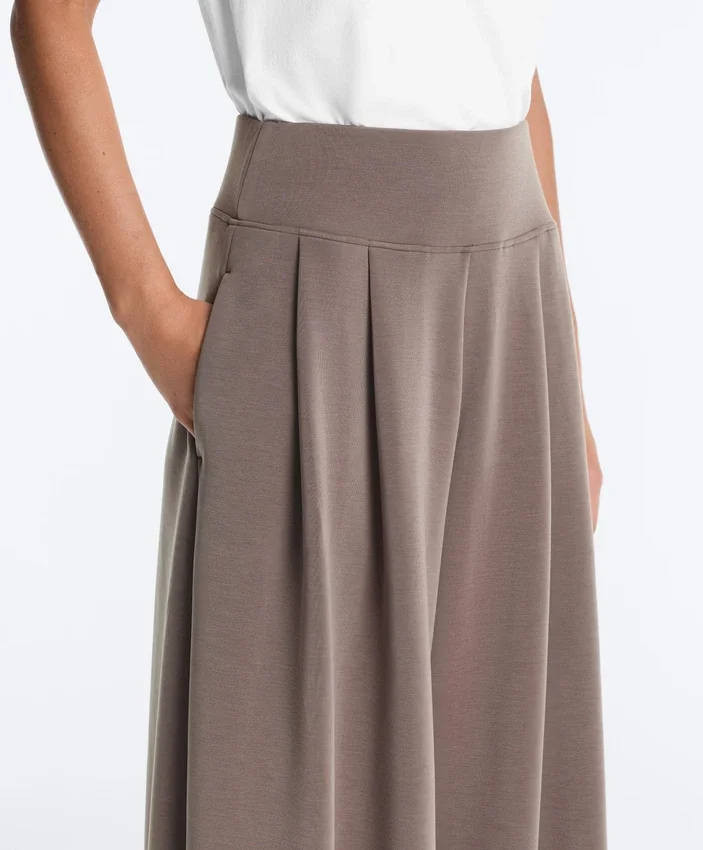 Pantalones de pierna ancha de modal Soft Touch con cintura tipo corsé Pantalones de pierna ancha de modal Soft Touch con cintura tipo corsé