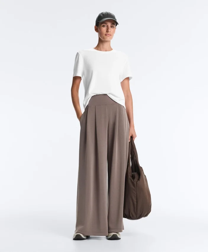 Pantalones de pierna ancha de modal Soft Touch con cintura tipo corsé Pantalones de pierna ancha de modal Soft Touch con cintura tipo corsé