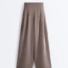 Pantalones de pierna ancha de modal Soft Touch con cintura tipo corsé Pantalones de pierna ancha de modal Soft Touch con cintura tipo corsé