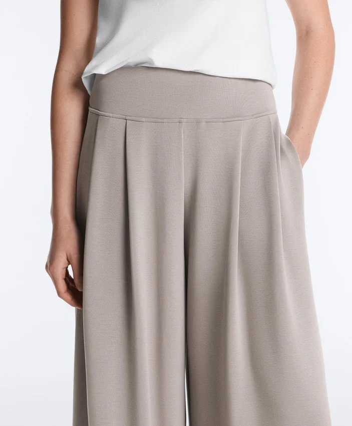 Pantalones de pierna ancha de modal Soft Touch con detalle de corsé Pantalones de pierna ancha de modal Soft Touch con detalle de corsé