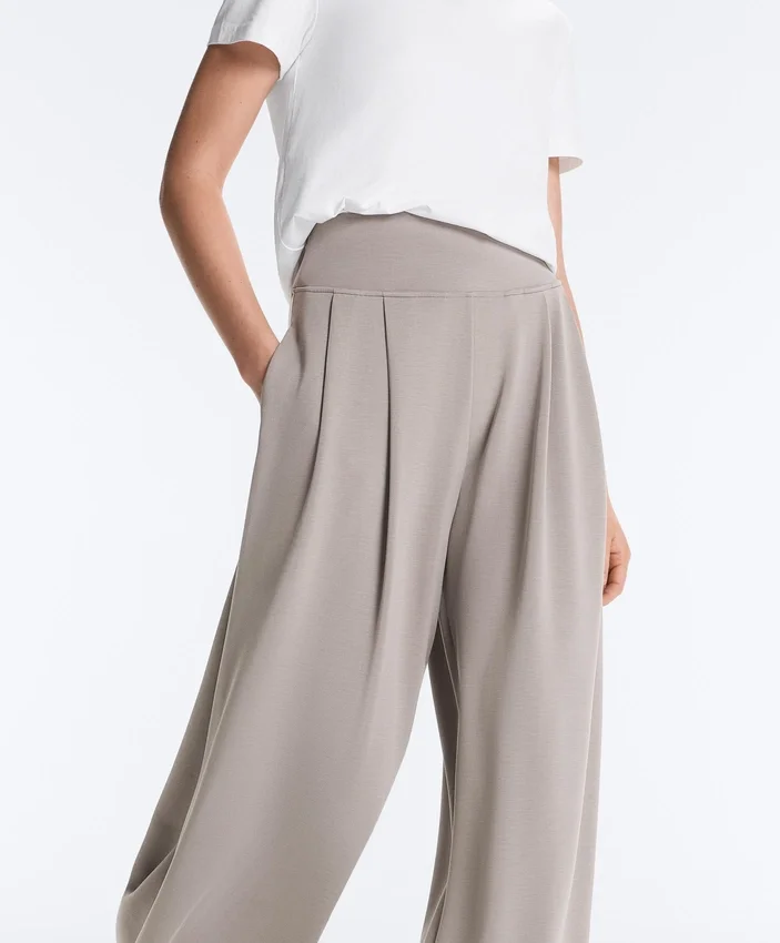 Pantalones de pierna ancha de modal Soft Touch con detalle de corsé Pantalones de pierna ancha de modal Soft Touch con detalle de corsé