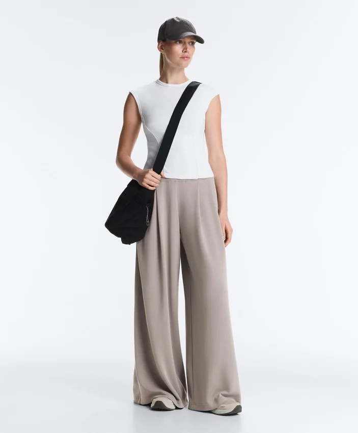 Pantalones de pierna ancha de modal Soft Touch con detalle de corsé Pantalones de pierna ancha de modal Soft Touch con detalle de corsé
