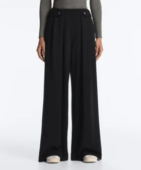 Pantalones de pierna ancha de modal Soft Touch con detalle de pliegues en la cintura