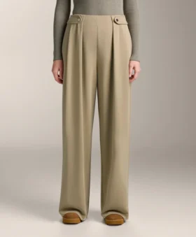 Pantalones de pierna ancha de modal Soft Touch con detalle de pliegues en la cintura