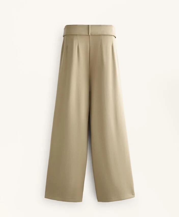 Pantalones de pierna ancha de modal Soft Touch con detalle de pliegues en la cintura Pantalones de pierna ancha de modal Soft Touch con detalle de pliegues en la cintura