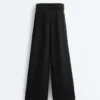 Pantalones de pierna ancha de modal Soft Touch con detalle de pliegues en la cintura Pantalones de pierna ancha de modal Soft Touch con detalle de pliegues en la cintura