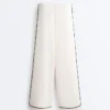 Pantalones de pierna ancha de modal Soft Touch con ribete en contraste Pantalones de pierna ancha de modal Soft Touch con ribete en contraste