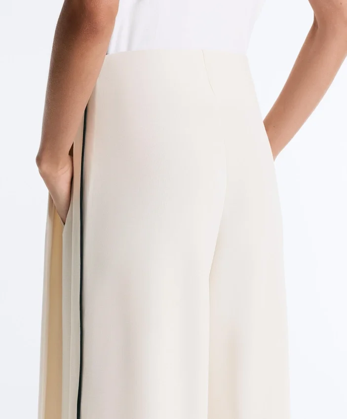 Pantalones de pierna ancha de modal Soft Touch con ribete en contraste Pantalones de pierna ancha de modal Soft Touch con ribete en contraste