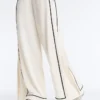 Pantalones de pierna ancha de modal Soft Touch con ribete en contraste Pantalones de pierna ancha de modal Soft Touch con ribete en contraste