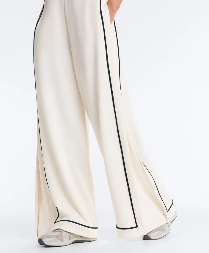 Pantalones de pierna ancha de modal Soft Touch con ribete en contraste Pantalones de pierna ancha de modal Soft Touch con ribete en contraste