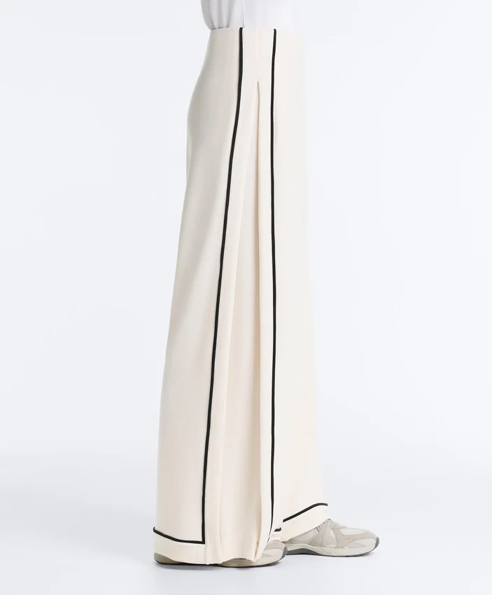 Pantalones de pierna ancha de modal Soft Touch con ribete en contraste Pantalones de pierna ancha de modal Soft Touch con ribete en contraste