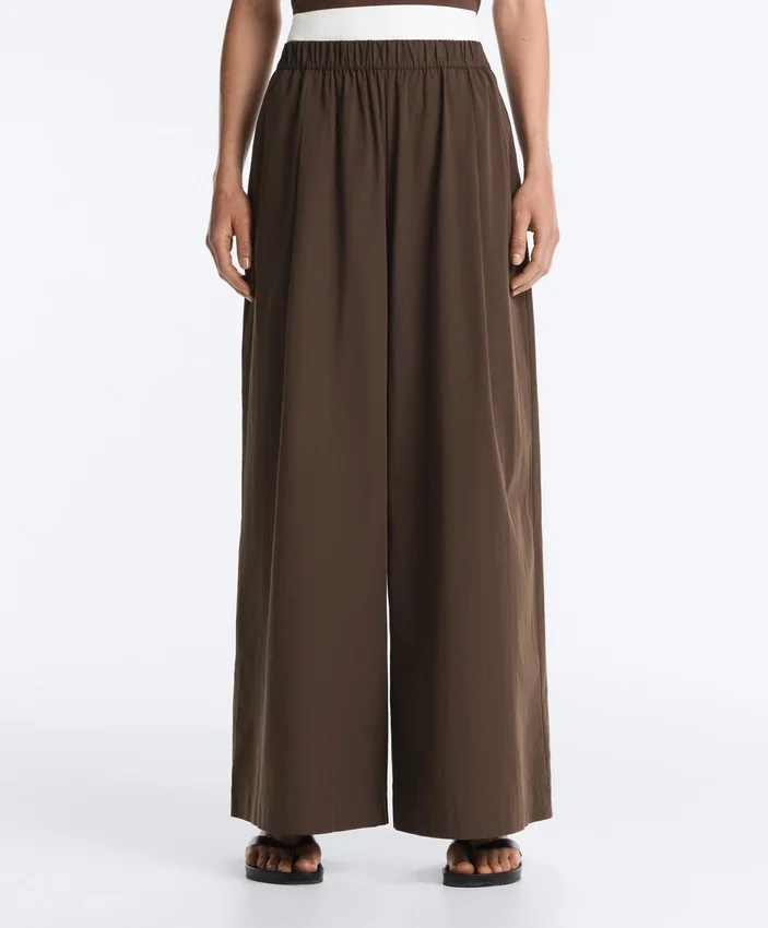 Pantalones de pierna ancha de popelín 100 % algodón Pantalones de pierna ancha de popelín 100 % algodón