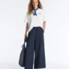 Pantalones de pierna ancha de popelín 100 % algodón
