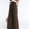 Pantalones de pierna ancha de popelín 100 % algodón Pantalones de pierna ancha de popelín 100 % algodón