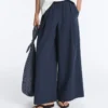 Pantalones de pierna ancha de popelín 100 % algodón