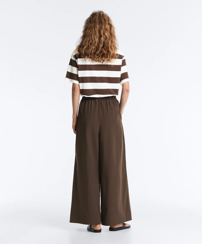 Pantalones de pierna ancha de popelín 100 % algodón Pantalones de pierna ancha de popelín 100 % algodón