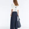 Pantalones de pierna ancha de popelín 100 % algodón