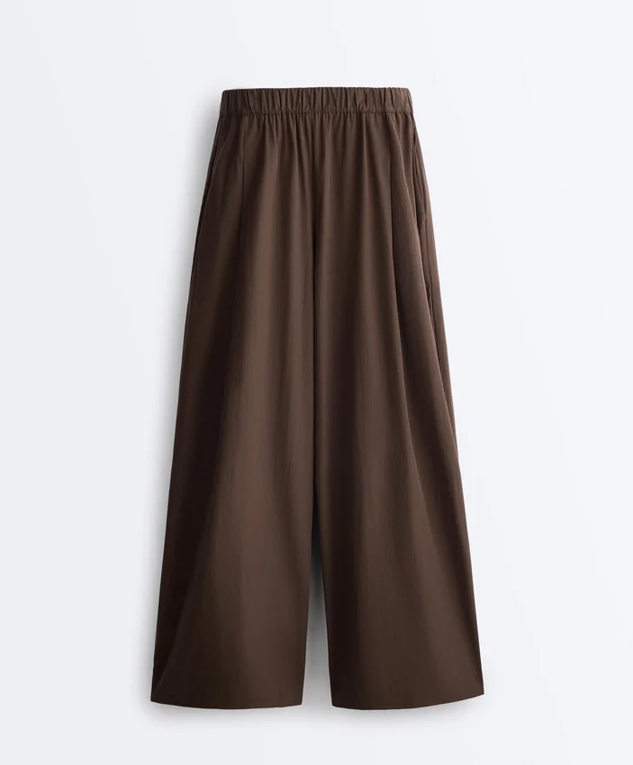 Pantalones de pierna ancha de popelín 100 % algodón Pantalones de pierna ancha de popelín 100 % algodón