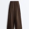 Pantalones de pierna ancha de popelín 100 % algodón Pantalones de pierna ancha de popelín 100 % algodón