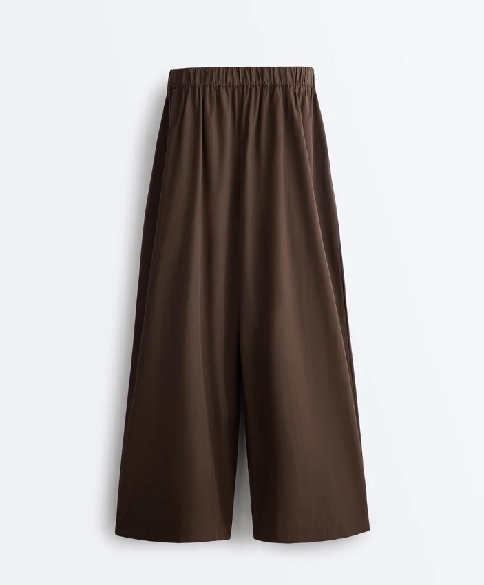 Pantalones de pierna ancha de popelín 100 % algodón Pantalones de pierna ancha de popelín 100 % algodón
