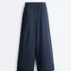 Pantalones de pierna ancha de popelín 100 % algodón