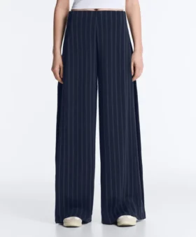 Pantalones de pierna ancha Soft Touch con pliegues laterales y modal