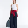 Pantalones de pierna ancha Soft Touch con pliegues laterales y modal Pantalones de pierna ancha Soft Touch con pliegues laterales y modal