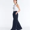 Pantalones de pierna ancha Soft Touch con pliegues laterales y modal Pantalones de pierna ancha Soft Touch con pliegues laterales y modal