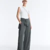 Pantalones de pierna ancha Soft Touch con pliegues laterales y modal Pantalones de pierna ancha Soft Touch con pliegues laterales y modal