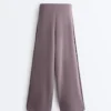 Pantalones de pierna ancha Soft Touch con pliegues laterales y modal Pantalones de pierna ancha Soft Touch con pliegues laterales y modal