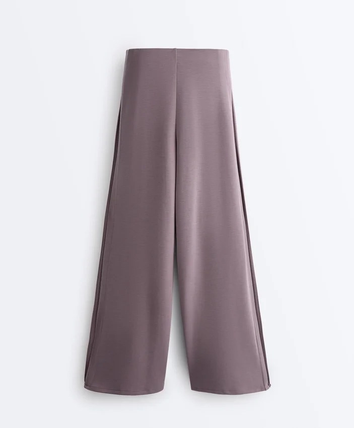 Pantalones de pierna ancha Soft Touch con pliegues laterales y modal Pantalones de pierna ancha Soft Touch con pliegues laterales y modal