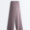 Pantalones de pierna ancha Soft Touch con pliegues laterales y modal Pantalones de pierna ancha Soft Touch con pliegues laterales y modal