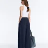 Pantalones de pierna ancha Soft Touch con pliegues laterales y modal Pantalones de pierna ancha Soft Touch con pliegues laterales y modal