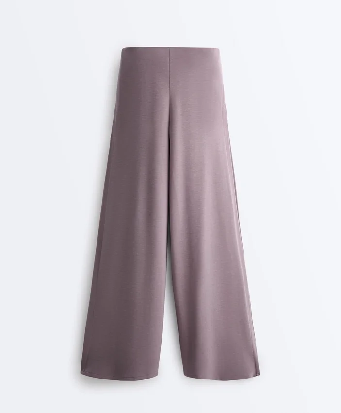 Pantalones de pierna ancha Soft Touch con pliegues laterales y modal Pantalones de pierna ancha Soft Touch con pliegues laterales y modal
