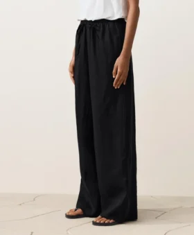 Pantalones de pierna recta 100 % lino
