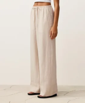Pantalones de pierna recta 100 % lino