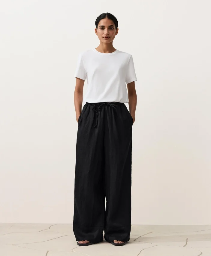 Pantalones de pierna recta 100 % lino Pantalones de pierna recta 100 % lino