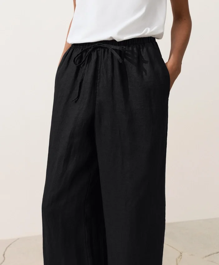 Pantalones de pierna recta 100 % lino Pantalones de pierna recta 100 % lino