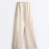 Pantalones de pierna recta 100 % lino Pantalones de pierna recta 100 % lino
