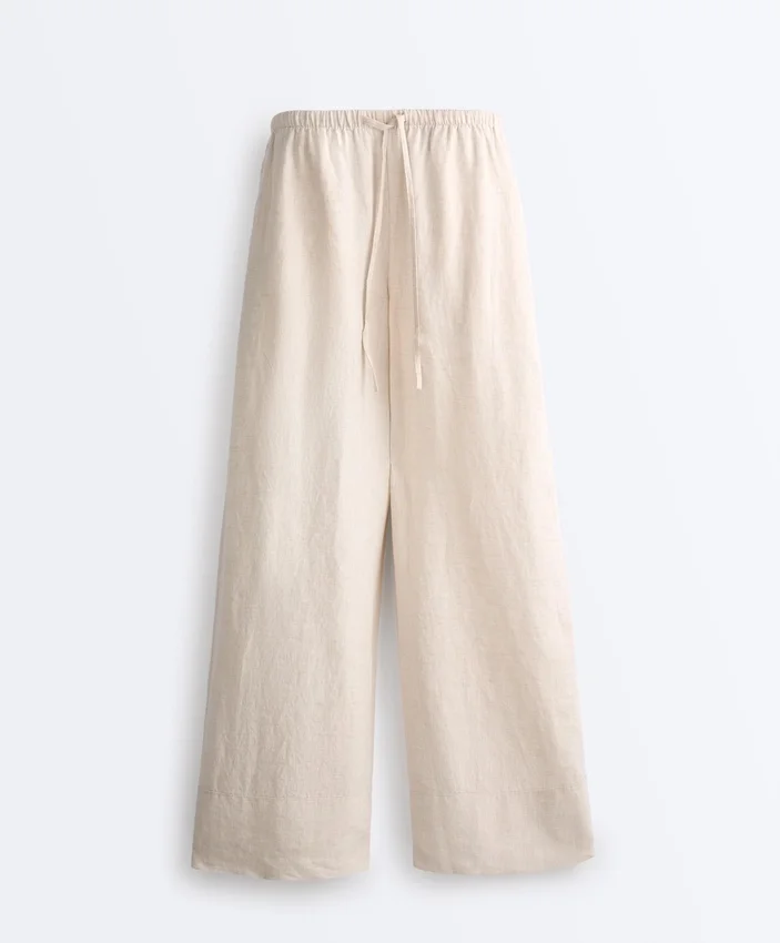 Pantalones de pierna recta 100 % lino Pantalones de pierna recta 100 % lino