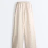 Pantalones de pierna recta 100 % lino Pantalones de pierna recta 100 % lino