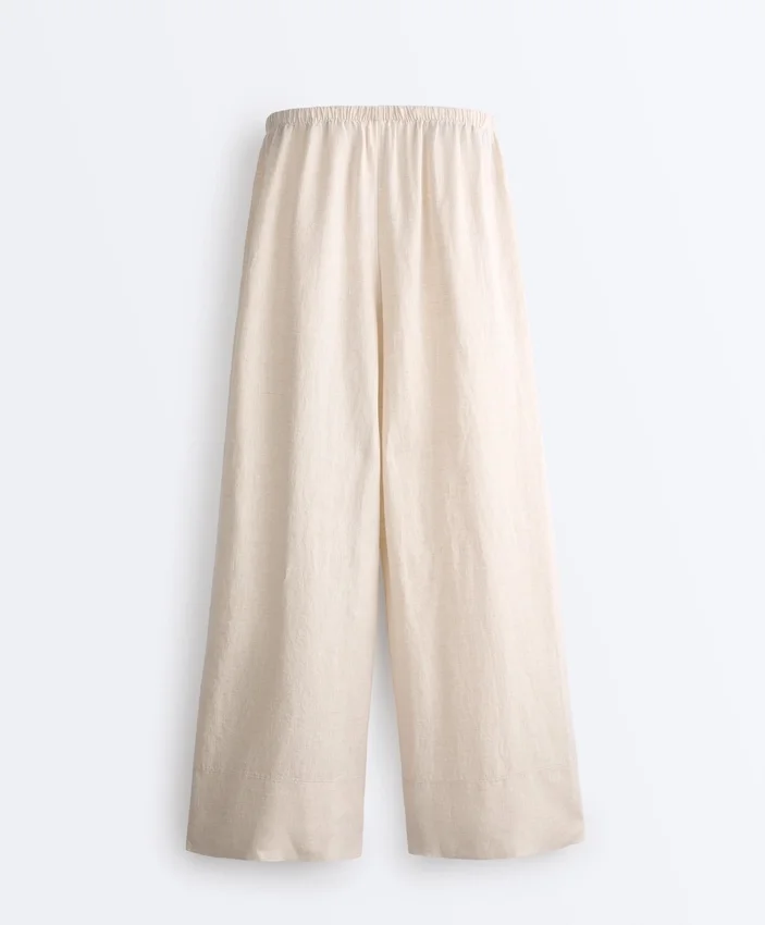 Pantalones de pierna recta 100 % lino Pantalones de pierna recta 100 % lino